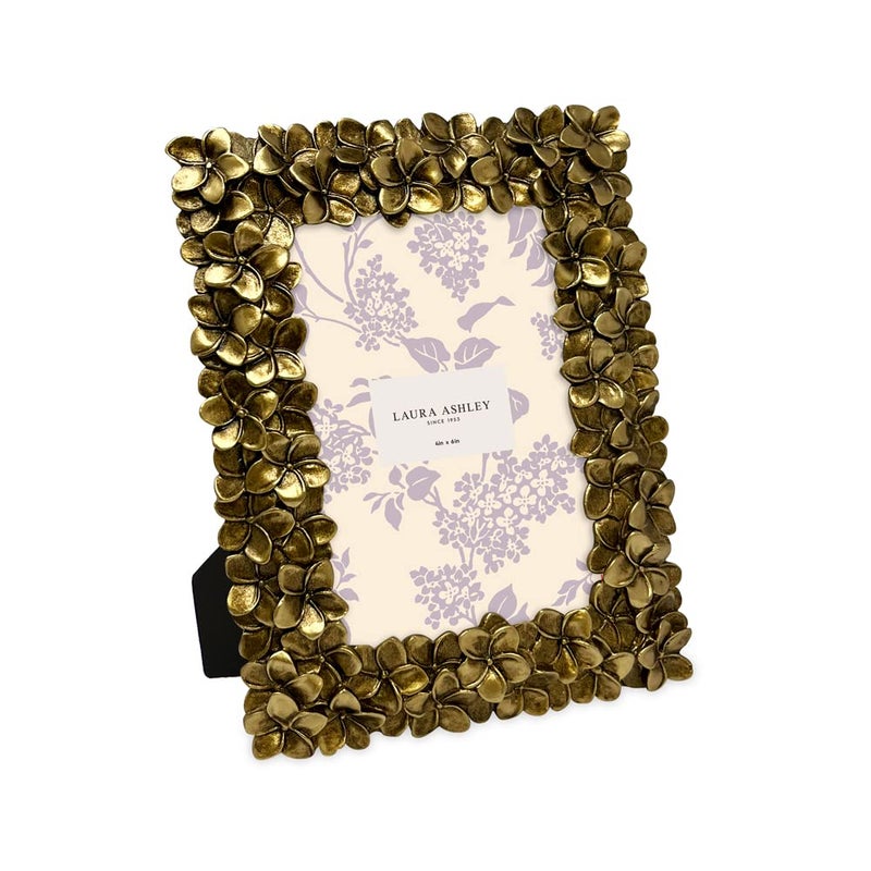 LAURA ASHLEY Laura Ashley 4x6 Gold Flower Textured HandCrafted Resin Picture Frame wEasel  Hook for Tabletop  Wall Display Decorative Floral Design Home Dcor Photo Gallery Art 4x6 Gold 