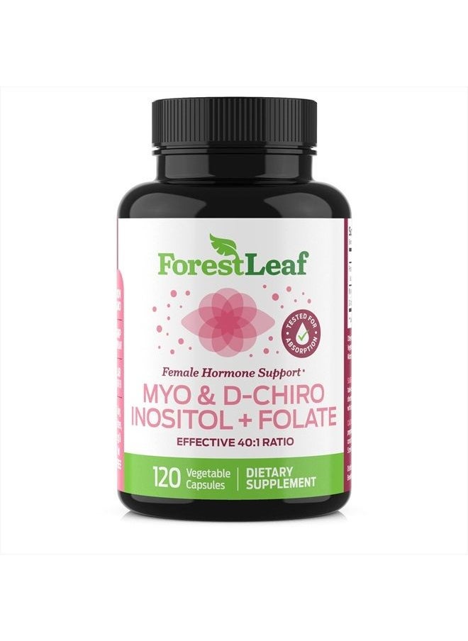 ForestLeaf - Myo and D-Chiro Inositol Supplement Blend with Folate - Hormone Balance, Ovulation and Ovarian Support for Women - Hair Growth, Weight Management, Fertility and Pregnancy Health (120) - Image 1