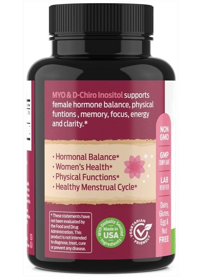 ForestLeaf - Myo and D-Chiro Inositol Supplement Blend with Folate - Hormone Balance, Ovulation and Ovarian Support for Women - Hair Growth, Weight Management, Fertility and Pregnancy Health (120) - Image 1