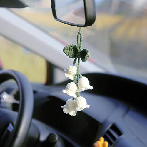 SCKUBMF Handmade Knitted Rear View Mirror Pendant Ornament, Cute Car Accessories Aesthetic, Kawaii Car Decor for Home Decorative Pendants - Image 1