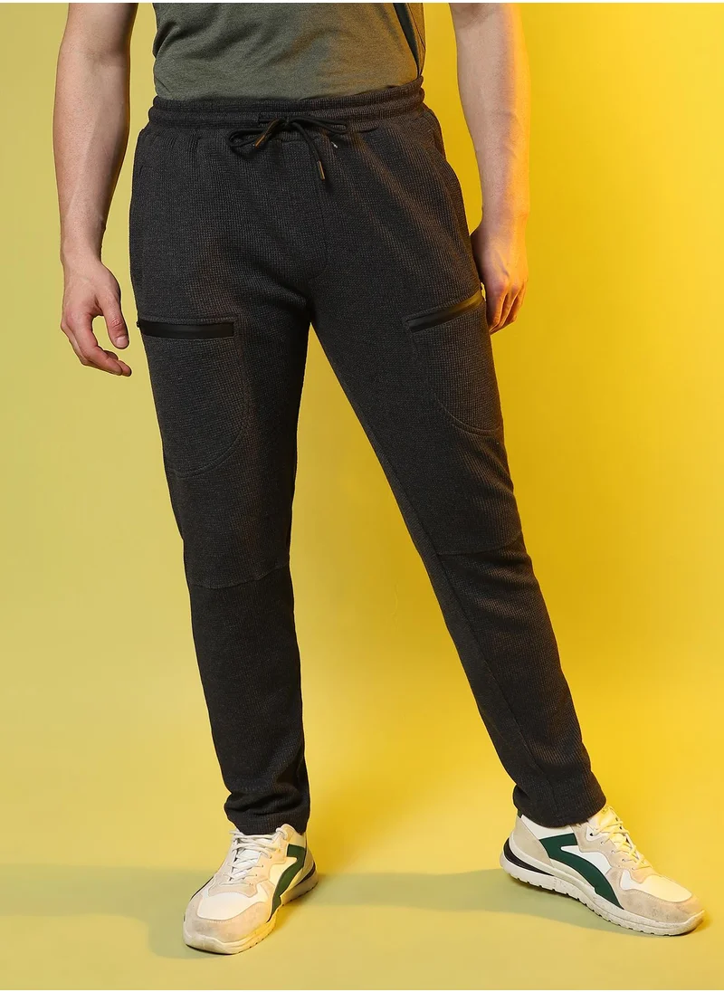 Campus Sutra Men's Solid Charcoal Stylish & Evening Trackpant