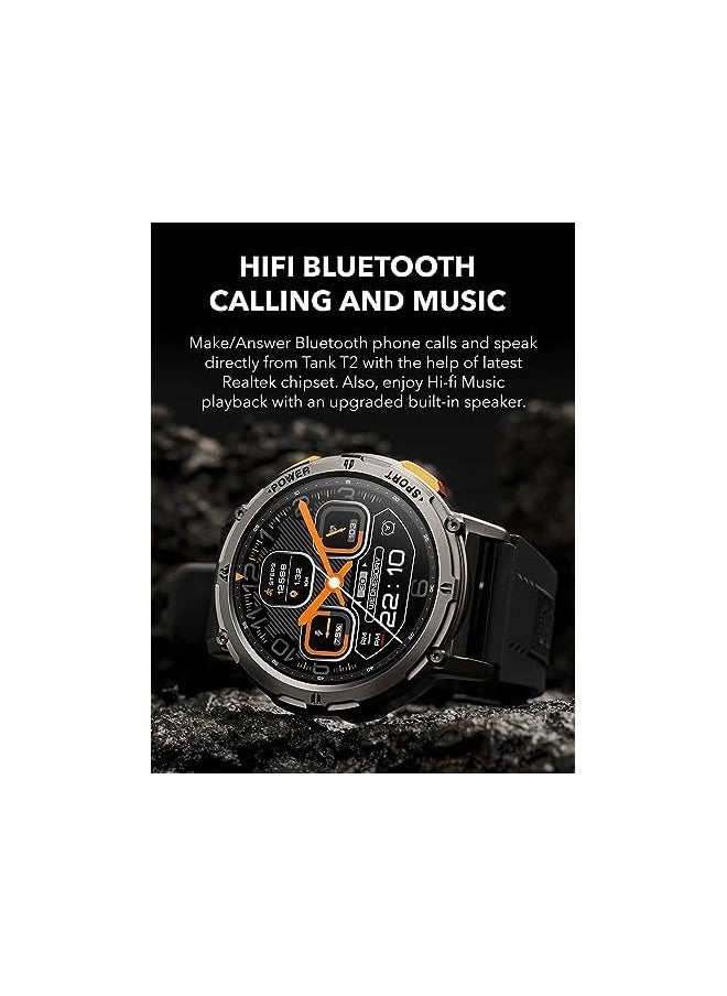 PROMASS - Tank T2 1.43” Amoled Always-On Display Bluetooth Call (Answer/Make Call) Smart Watches for Men 5ATM US Military Certified with 70 Sport Modes for Android iOS iPhones (Gray) - Image 1