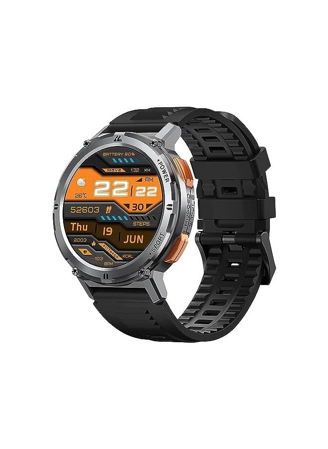 PROMASS - Tank T2 1.43” Amoled Always-On Display Bluetooth Call (Answer/Make Call) Smart Watches for Men 5ATM US Military Certified with 70 Sport Modes for Android iOS iPhones (Gray) - Image 1
