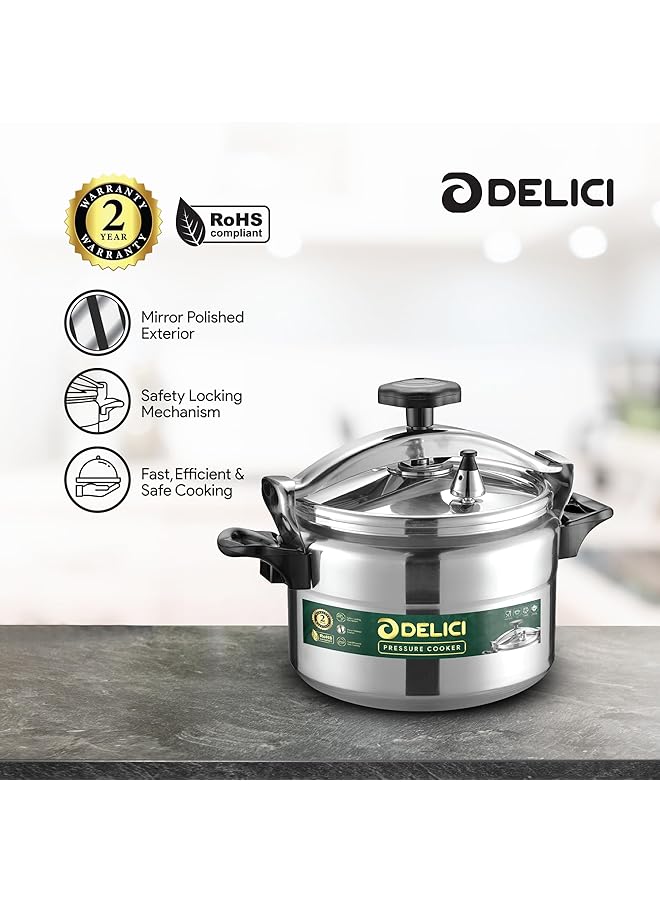 DELICI Aluminium Pressure Cooker, Pressure Pot, Arabic Cooker,Safety Lock,Silver,2 Year Warranty  (11, Liters) - Image 3
