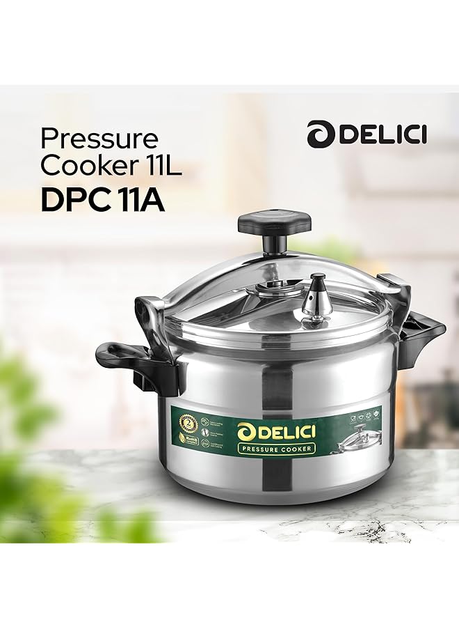 DELICI Aluminium Pressure Cooker, Pressure Pot, Arabic Cooker,Safety Lock,Silver,2 Year Warranty  (11, Liters) - Image 2