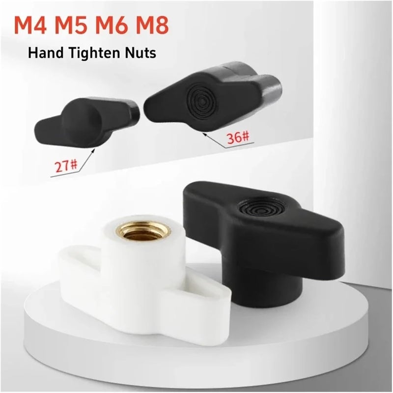 Hand tighten star nut 10pcs Plastic T-Handle Hand Knob Bakelite Nuts M4 M5 M6 M8 Z-type Mechanically Adjustable Thumb Tighten Nut(Through Hole(White),M6 (Head 27mm)) - Image 2