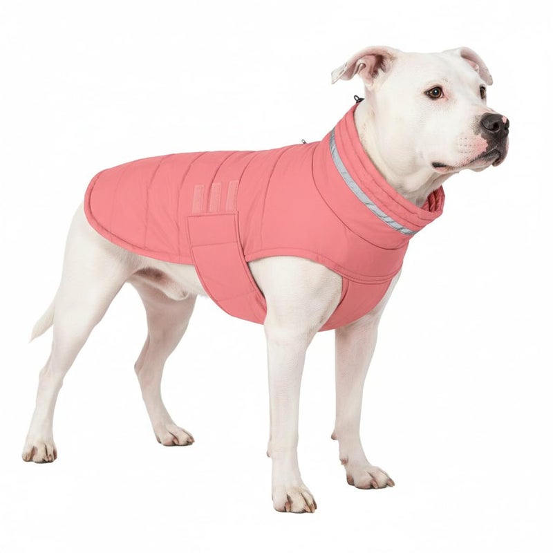 Mklhgty Waterproof Dog Coat for Medium and Large Dogs, Warm Dog Winter Jacket, Reflective Windproof Turtleneck Coats with Adjustable Hook & Loop - Pink02 - L - Image 1