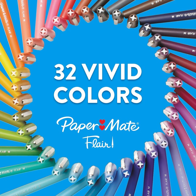 Papermate Flair Felt Tip Pens, Medium Point (0.7mm), Blue, 12 Count - Image 2