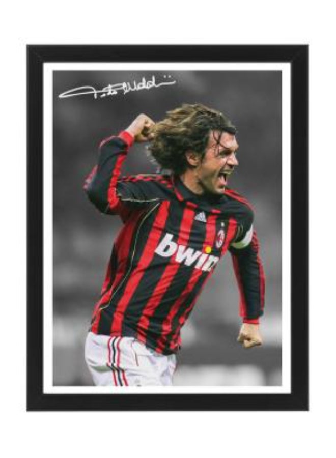 Boomah Accessories Paolo Maldini AC Milan Legend Printed Autograph - Framed Poster 30x40cm - Football Memorabilia, Soccer Collectible, Gift for Fans , Man Cave