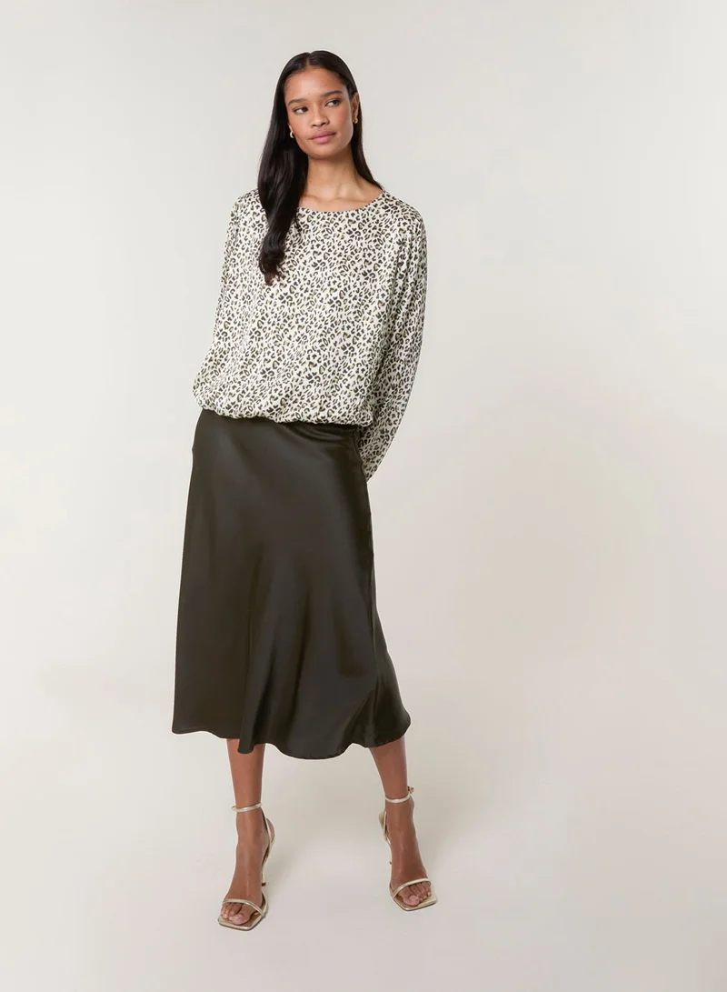 Blue Vanilla Leopard Print Elasticated Hem Blouse