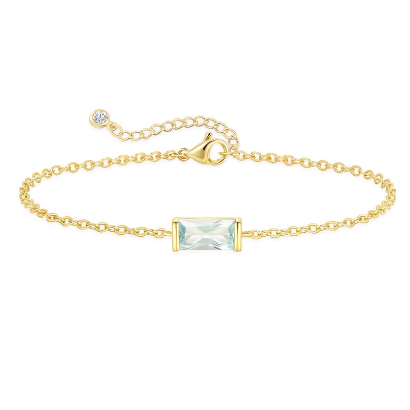 FUNEIA Birthstone Gold Bracelets for Women Non Tarnish Trendy Dainty 14K Gold Plated Bracelet Stack Stackable Blue Green May Emerald Friendship Bracelets Jewelry Gifts for Mom Best Friend - Image 1