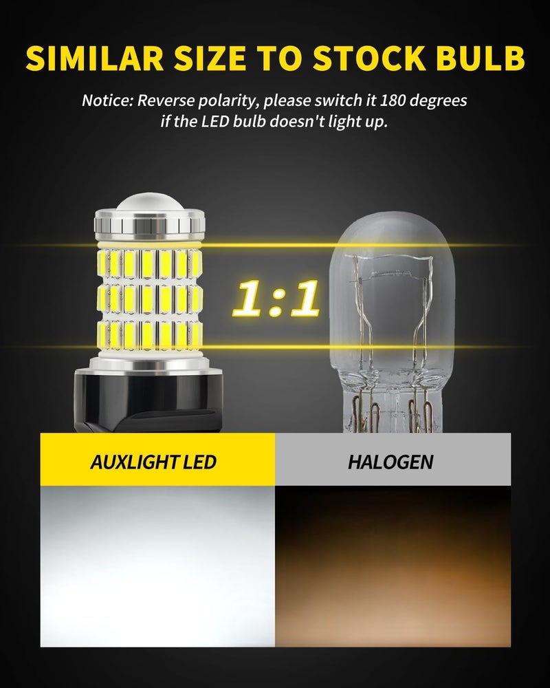 AUXLIGHT 7440 7441 7443 7444 T20 992 W21W LED Bulbs Xenon White, Ultra Bright 60-SMD LED Replacement for Back Up/Reverse Lights, Brake/Tail Lights, Turn Signal/Parking or Running Lights (Pack of 2) - Image 4