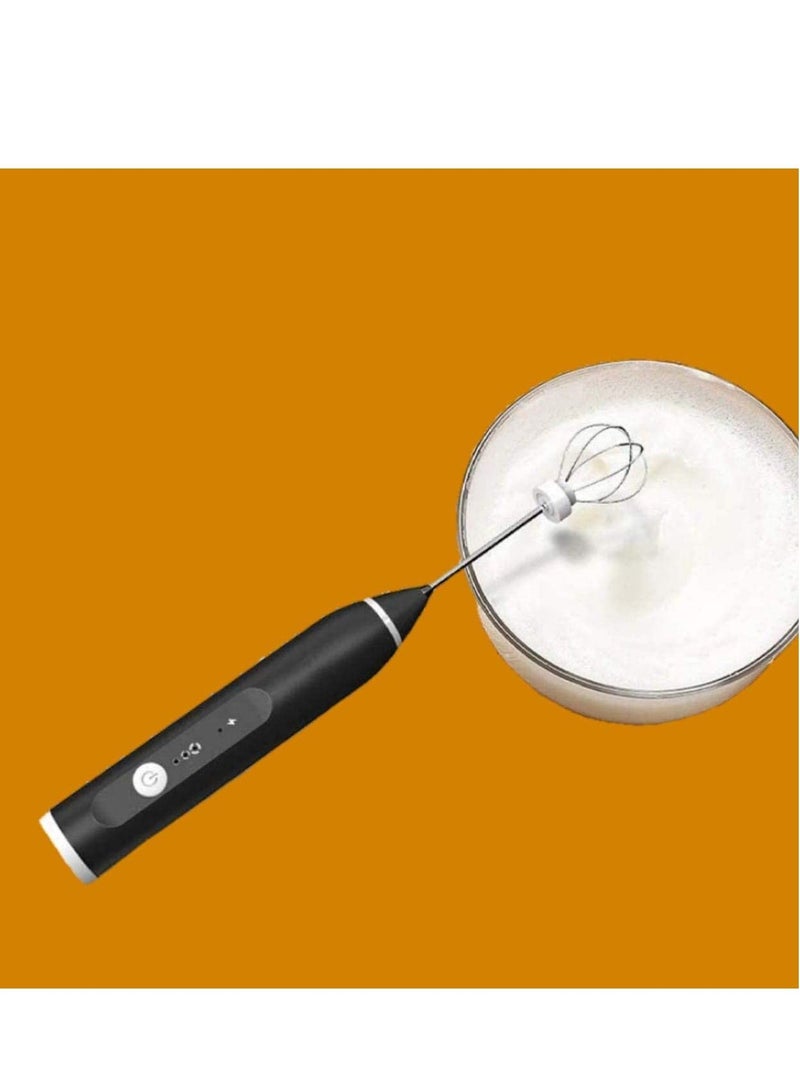 Rechargeable Milk Frother, Coffee Frother Yogurt mixer Egg beater Handheld Foam Maker Rechargeable Electric Foam Maker with 2 Stainless Whisks Speed Adjustable Durable Frother Drink portable Mixer - Image 3