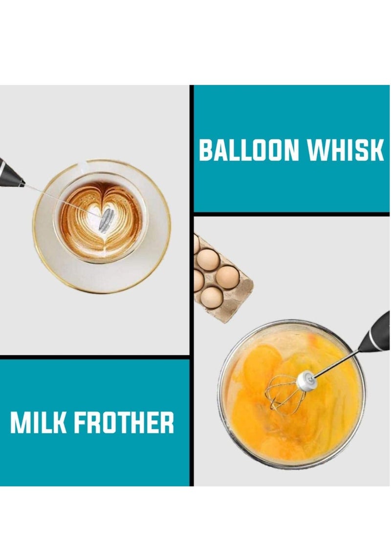 Rechargeable Milk Frother, Coffee Frother Yogurt mixer Egg beater Handheld Foam Maker Rechargeable Electric Foam Maker with 2 Stainless Whisks Speed Adjustable Durable Frother Drink portable Mixer - Image 2