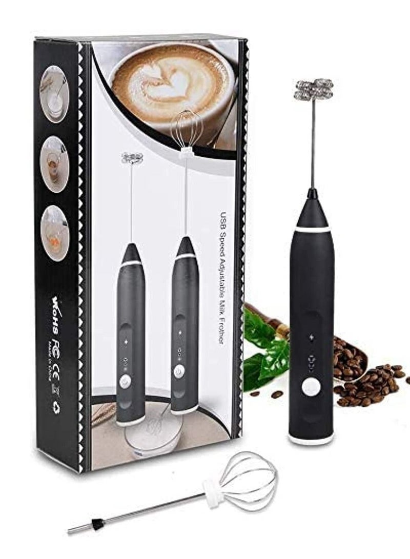 Rechargeable Milk Frother, Coffee Frother Yogurt mixer Egg beater Handheld Foam Maker Rechargeable Electric Foam Maker with 2 Stainless Whisks Speed Adjustable Durable Frother Drink portable Mixer - Image 1