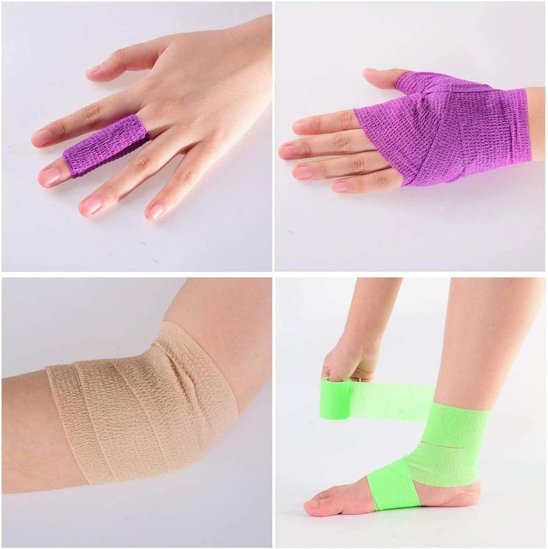 KISEER 12 Pack 3 x 5 Yards Self Adhesive Bandage Assorted Color Breathable Cohesive Bandage Wrap Rolls Elastic SelfAdherent Tape for Stretch Athletic Sports Wrist Ankle12 Count Pack of 1 - Image 5