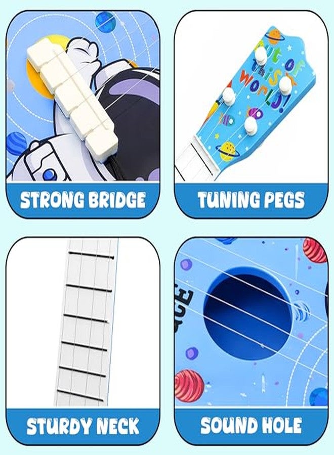 في جراسب لعبة جيتار للأطفال من VGRASSP، مقاس 22 بوصة، بأربعة أوتار، بتصميم فضائي - لعبة موسيقية بتصميم كرتوني ملون، مجموعة ألعاب تعليمية على شكل آلة أوكوليلي، هدية للأولاد والبنات - Image 4