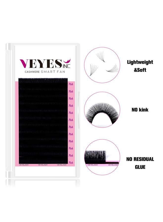 VEYES INC Cashmere Smart Fan Lash Extensions 0.03 0.05 0.07 C/CC/D Curl 8-20mm Mixed & Single Length, Super Matte Black Volume Lashes, Professional Supplies for Lash Techs (0.05 D 8-16mm) - Image 2