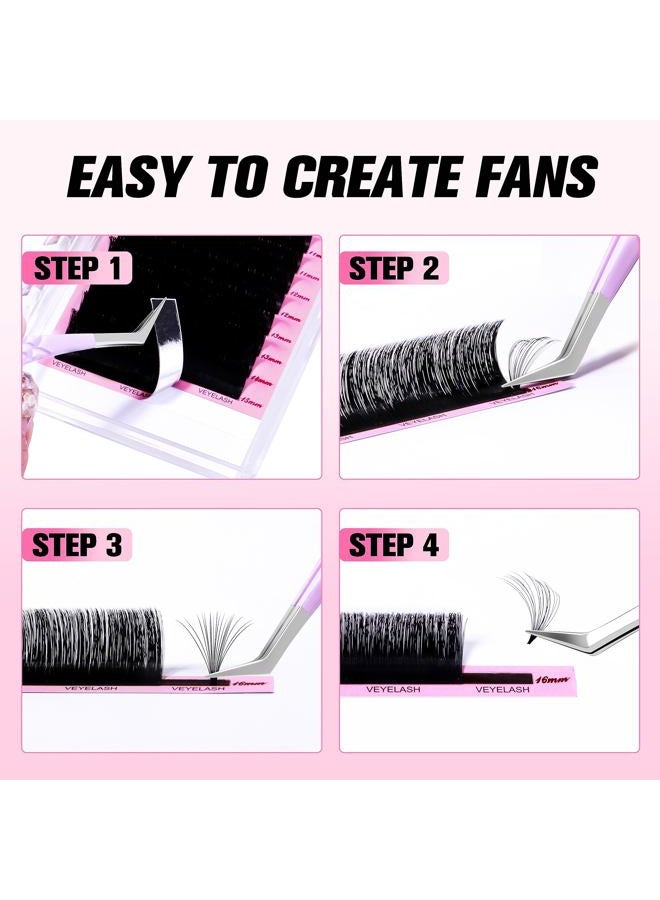 VEYES INC Cashmere Smart Fan Lash Extensions 0.03 0.05 0.07 C/CC/D Curl 8-20mm Mixed & Single Length, Super Matte Black Volume Lashes, Professional Supplies for Lash Techs (0.05 D 8-16mm) - Image 5