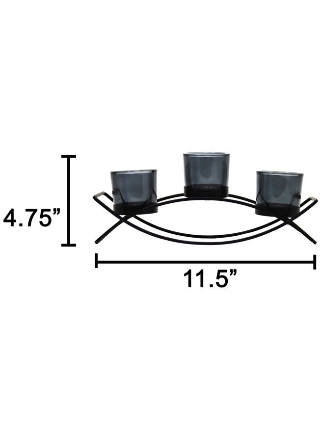Seraphic Iron Arch Table Centerpiece Decorations Long Candle Holder for Weddings, Patio, Kitchen, Dining Room, and Coffee Tables, Black, Black Chunky 3 Cups - Image 4