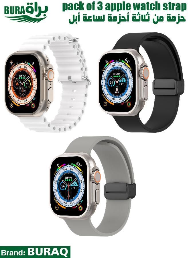 BURAQ Apple Watch Band Strap For Apple Watch Ultra 2/Ultra 49mm, Series 10 46mm, 9/8/7 45mm, SE2/SE/6/5/4 44mm, 3/2/1 42mm 