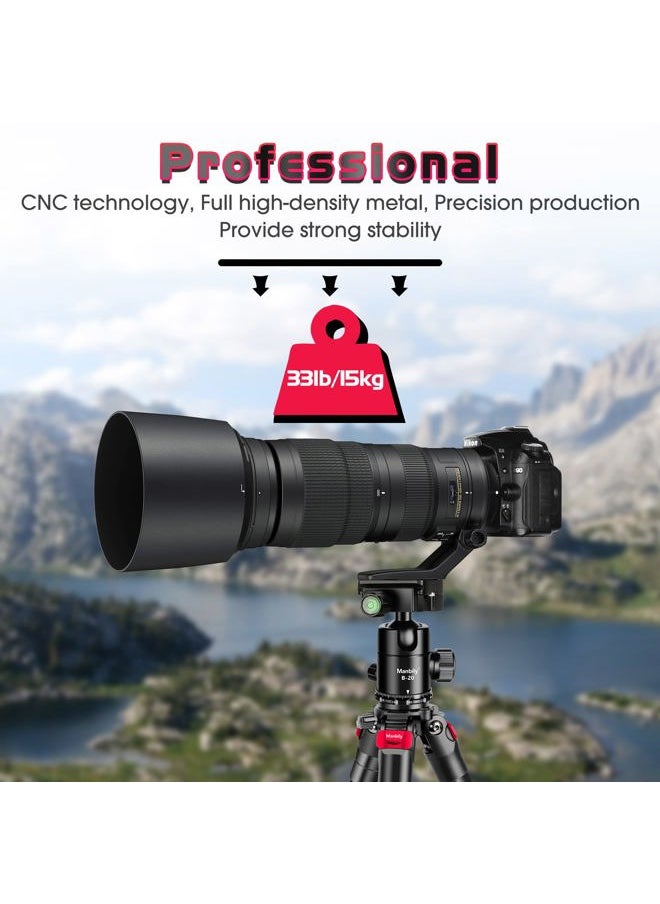 Manbily Ball Head for Shooting Stick Tripod, CNC Metal Aluminum Clamp Rest Head for Hunting, 360° Panoramic Ball Head for DSLR Camera, Load up to 33lbs/15kg  - Image 4