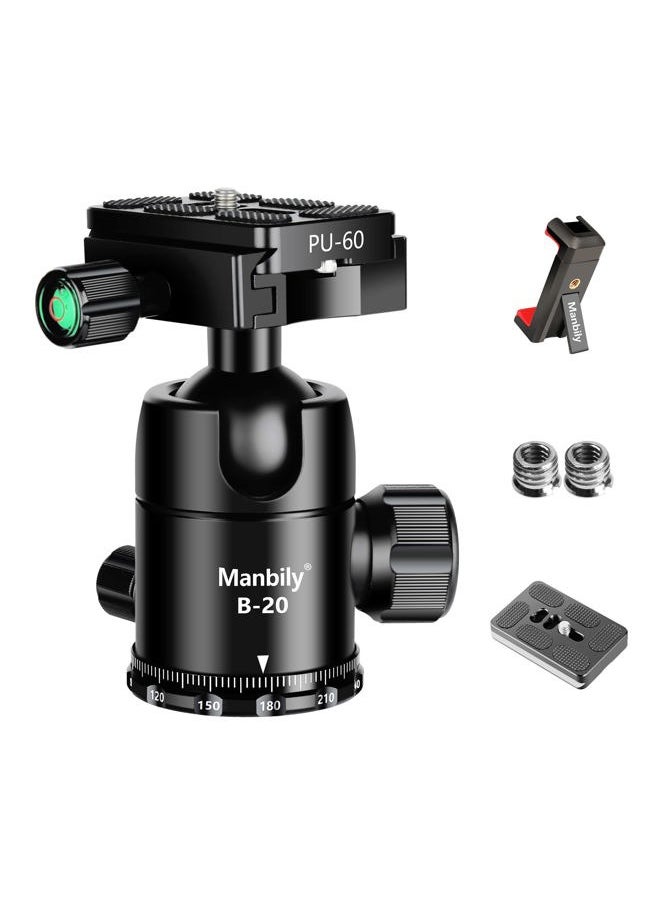 Manbily Ball Head for Shooting Stick Tripod, CNC Metal Aluminum Clamp Rest Head for Hunting, 360° Panoramic Ball Head for DSLR Camera, Load up to 33lbs/15kg  - Image 1
