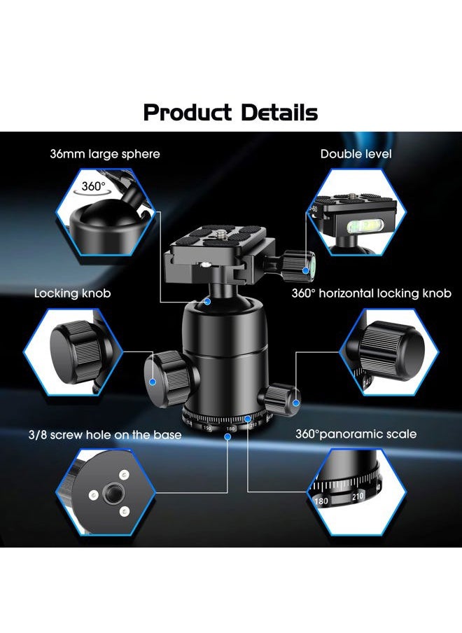 Manbily Ball Head for Shooting Stick Tripod, CNC Metal Aluminum Clamp Rest Head for Hunting, 360° Panoramic Ball Head for DSLR Camera, Load up to 33lbs/15kg  - Image 3