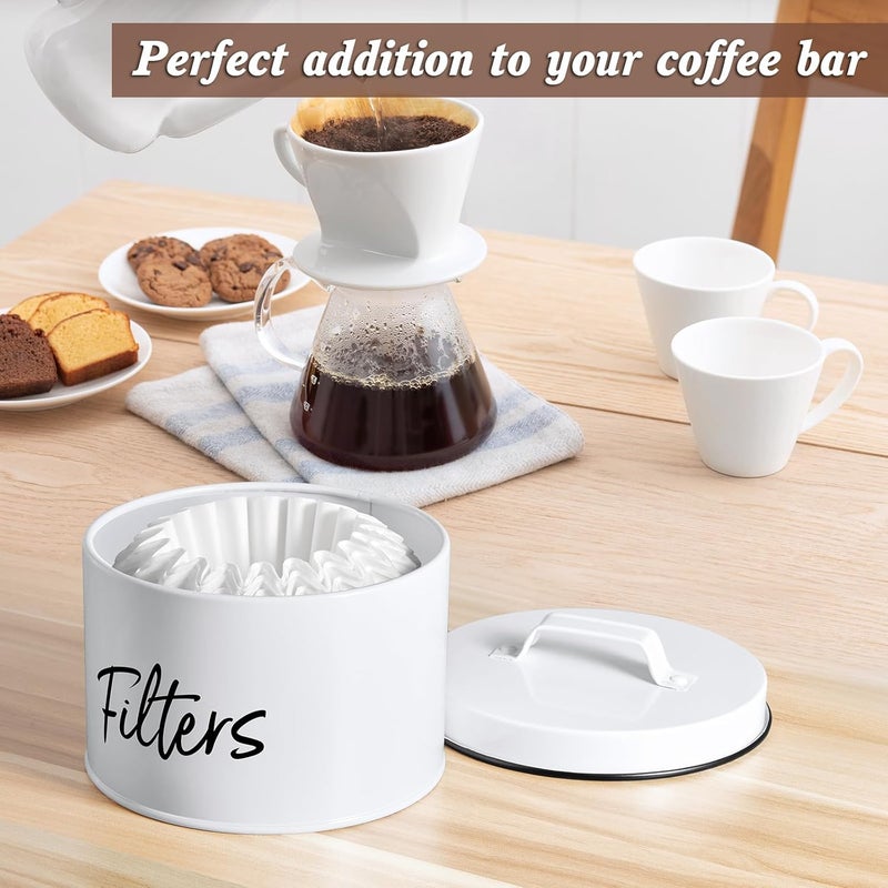 DRASTAR Coffee Filter Holder, Filter Storage with Lid for Counter, Storage Basket Container for Coffee Bar Accessories Decor, White - Image 2