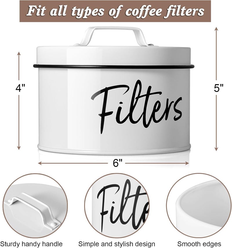 DRASTAR Coffee Filter Holder, Filter Storage with Lid for Counter, Storage Basket Container for Coffee Bar Accessories Decor, White - Image 3