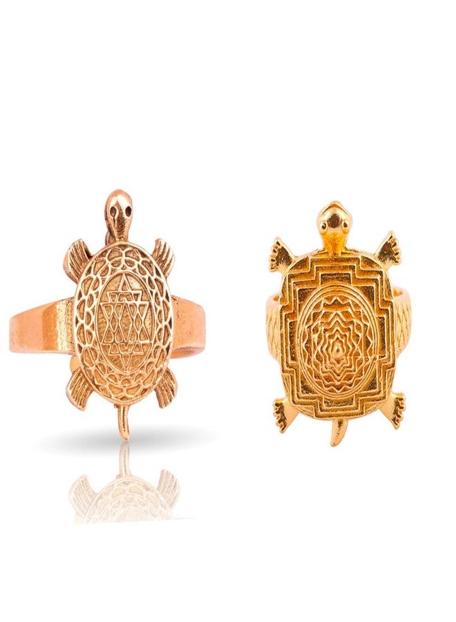ZAOJO Shree Yantra Tortoise| Turtle Finger Ring for Men|Good Luck Kachua Ring|Tortoise Ring for Men|Vastu Ring|COMBO_106_109_RING - Image 1