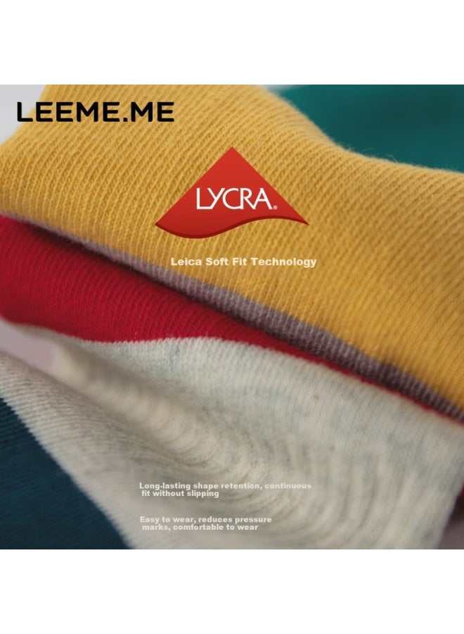 Leeme.me Grain Rice socks Men's Spring And Summer Boat Socks Men's Socks 4 Pairs Men's Short Socks Splicing Contrast Color One Size - Image 1