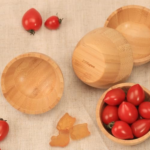 ZTHapwa Bamboo Wooden Bowls Set of 6, 3 Inch Small Serving Bowls for Snacks/Appetizers/Side Dishes/Charcuterie Board, Dipping Sauce Bowl for Condiments, 4 oz Bamboo Wood Ramekins, Reusable & Handmade - Image 4