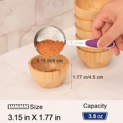 ZTHapwa Bamboo Wooden Bowls Set of 6, 3 Inch Small Serving Bowls for Snacks/Appetizers/Side Dishes/Charcuterie Board, Dipping Sauce Bowl for Condiments, 4 oz Bamboo Wood Ramekins, Reusable & Handmade - Image 2