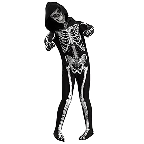 Cupohus [2023 SIZE UPDATE Halloween Costume, Skeleton Costume Bodysuit Jumpsuit - Scary Black and White Costume, Unisex, Creepy - Image 1