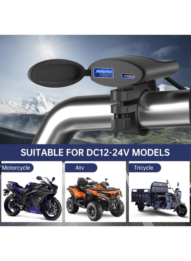 Panda Sports 12V-24V Dual USB Charger Socket Waterproof Motorcycle Charger, 30W PD USB C & Quick 3.0 Motorcycle USB Charger, with Power-Off Protection Adapter Charger for Phone, Tablet, GPS - Image 5