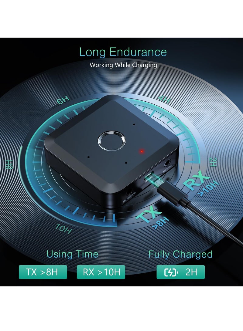 SYOSI Bluetooth 5.2 Transmitter Receiver for TV with AUX 3.5 Lower Latency with Qualcomm CSR Chip Hi-Fi Sound Wide Compatibility Supports all APT encoding systems APTX Adaptive Audio Adapter for TV - Image 3