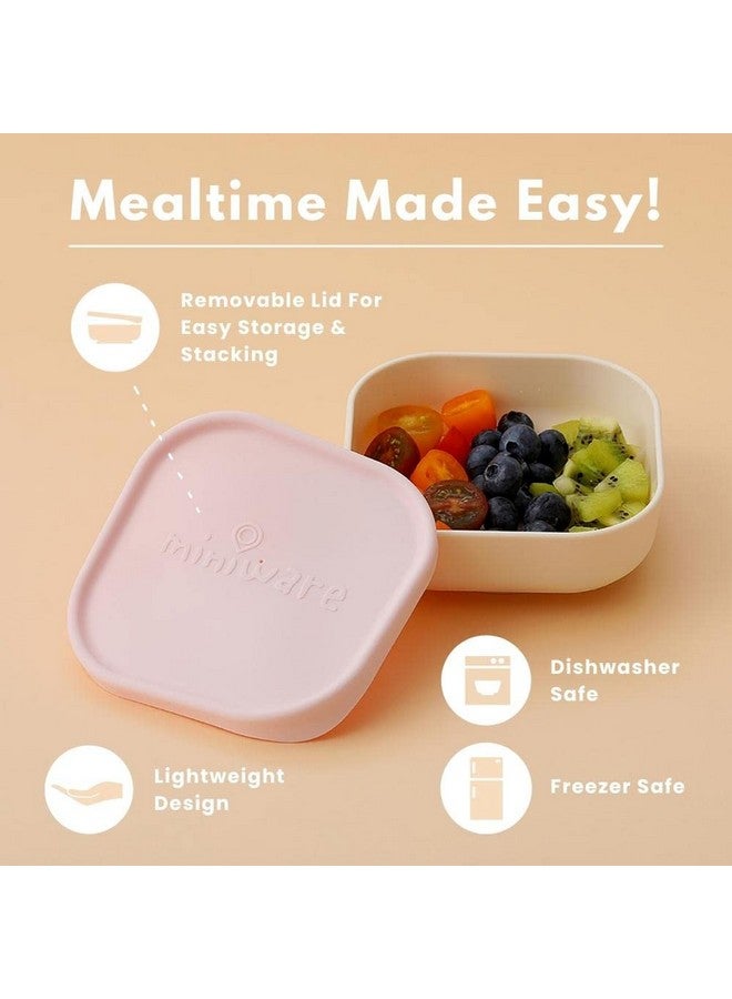 Miniware Sip & Snack Set with Snack Bowl, 1-2-3 Sip Drinking Cup, and Suction Foot for Baby Toddler - Promotes Self Feeding | Dishwasher Safe (Vanilla & Aqua) - Image 4