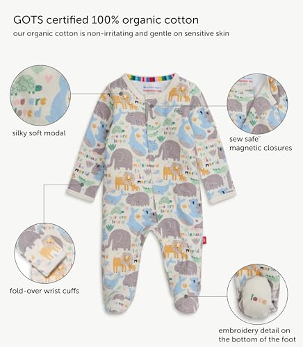 Magnetic Me 100% Organic Cotton Magnetic Baby Footie Pajamas | Super Soft Cotton Fabric | Tiny Diny | 0-3 Months - Image 2