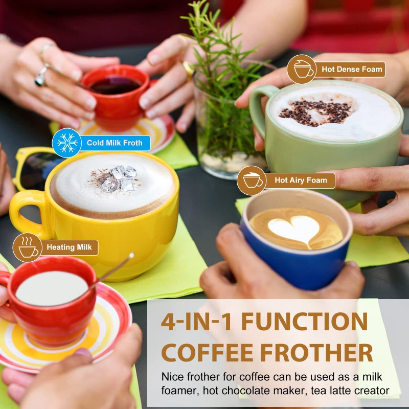 BIZEWO BIZEWO Milk Frother Electric, Coffee Frother, Warm and Cold Milk Foamer, 4 IN 1 Automatic Milk Warmer Stainless Steel with Touch Screen, Frother for Coffee, Latte, Hot Chocolate  - Image 2