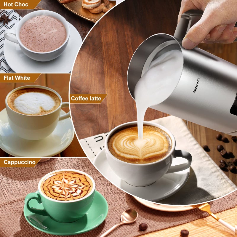 BIZEWO BIZEWO Milk Frother Electric, Coffee Frother, Warm and Cold Milk Foamer, 4 IN 1 Automatic Milk Warmer Stainless Steel with Touch Screen, Frother for Coffee, Latte, Hot Chocolate  - Image 4