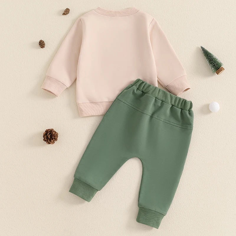 Foreign trade children''s Christmas suit 2024 autumn Christmas tree printing long sleeve sweater pants two-piece set - Image 3