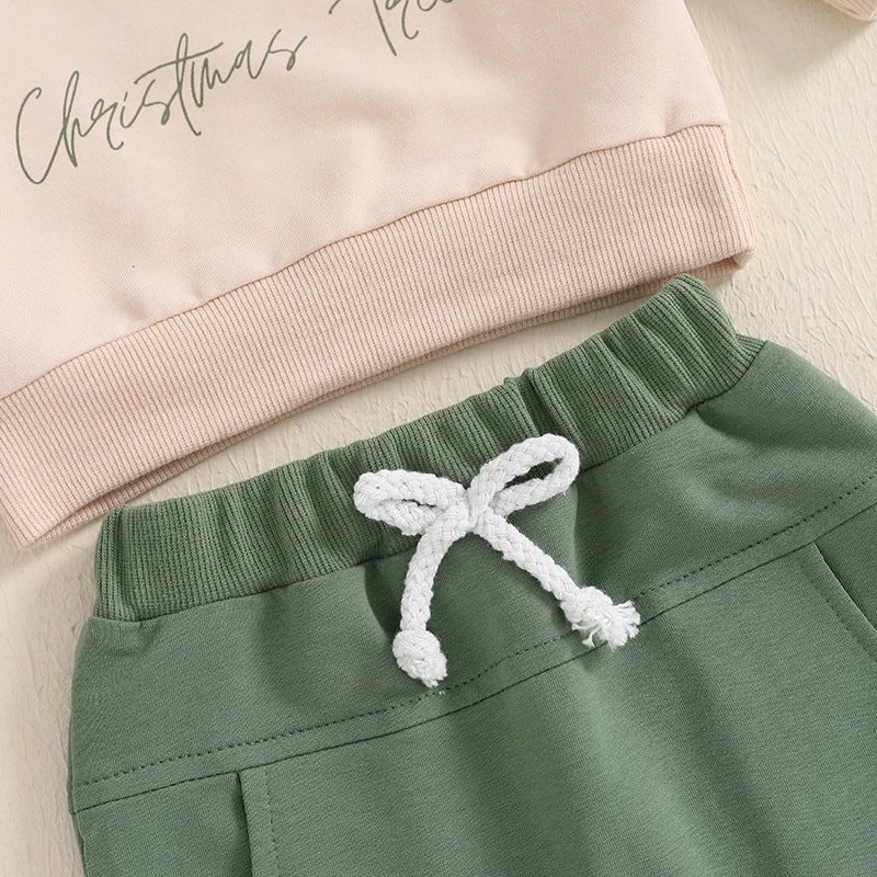 Foreign trade children''s Christmas suit 2024 autumn Christmas tree printing long sleeve sweater pants two-piece set - Image 5