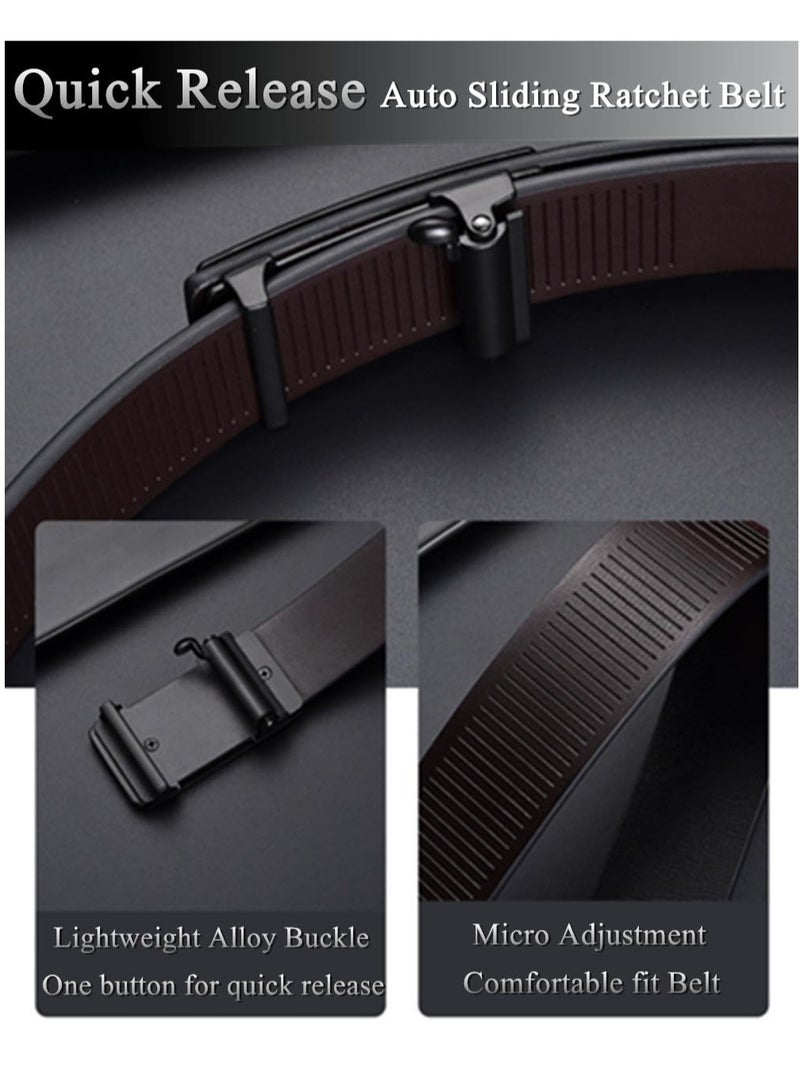 Excefore Mens Belt, Black Leather Sliding Ratchet Belt Dress Casual for Jeans - Image 5