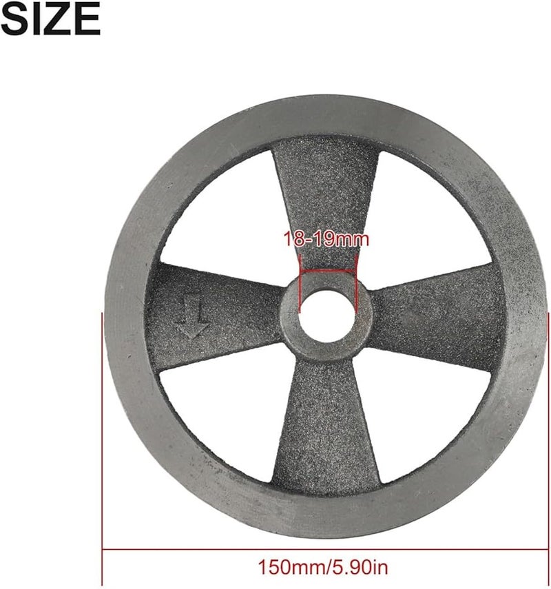 بكرة ذات أخدود واحد 150 مم 190 مم قطر عجلة طيران معدنية لآلة ضاغط الهواء - Image 5