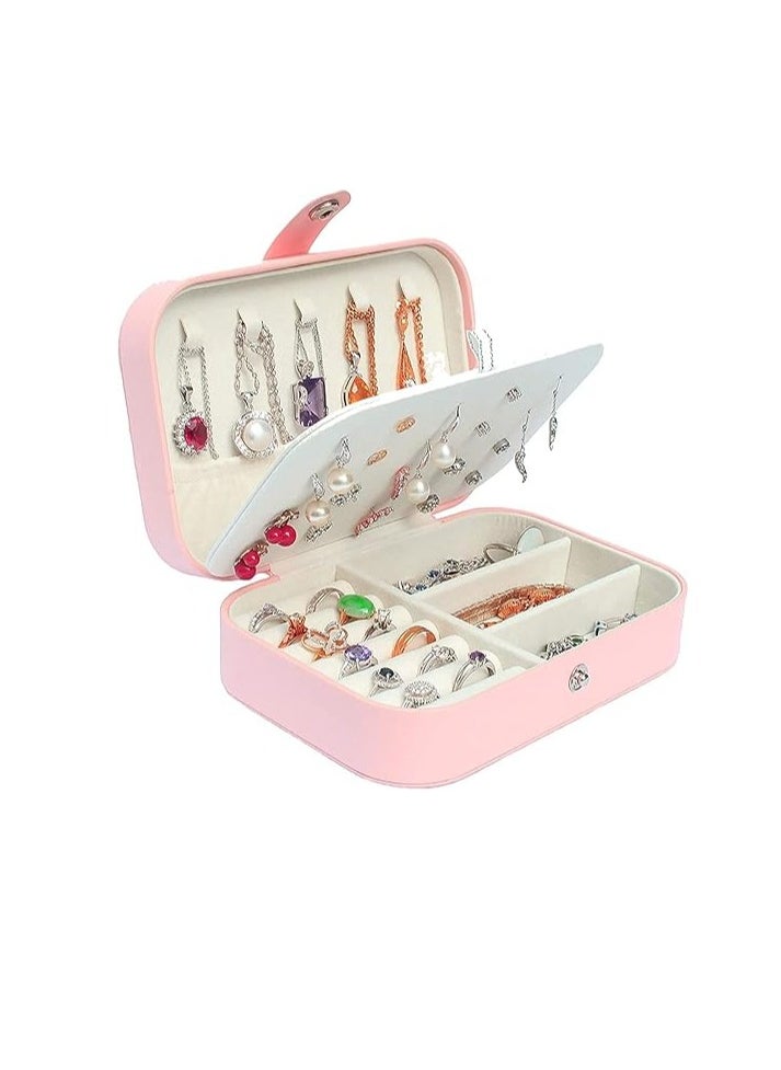 Spaceshoop Jewelry Box，Mini Jewelry Travel Box for Women Girls, Upgraded PU Leather Double Layer Travel Jewelry Organizer for Necklace, Earrings, Ring Storage Organizer Gift Boxes Multicolor  - Image 5