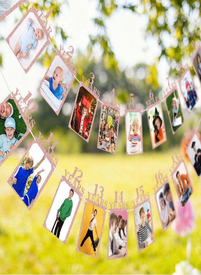 Breling 18th Happy Birthday Photo Banner Newborn to 18th Age Photo Banner Decorations 16th Party Picture Frame Garland Display Party Supplies(Pink) - Image 4