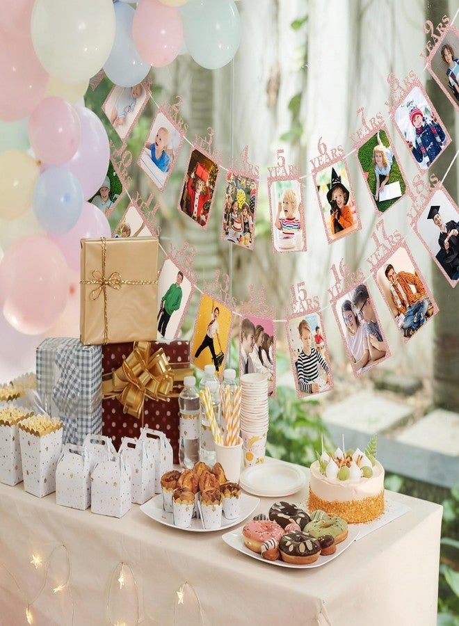Breling 18th Happy Birthday Photo Banner Newborn to 18th Age Photo Banner Decorations 16th Party Picture Frame Garland Display Party Supplies(Pink) - Image 5