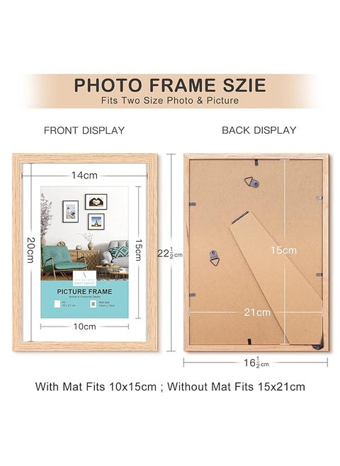 A5 Certificate Picture Frame Oak Wood Picture Frame With Mount For 4 X 6 Print Poster Frame With Plexi Glass For Wall Mounting Display 15 X 21 Cm Set Of 2
