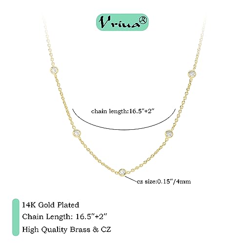 VRIUA Dainty 14K Gold Plated Diamond Necklaces - Everyday Women's Jewelry - Image 4